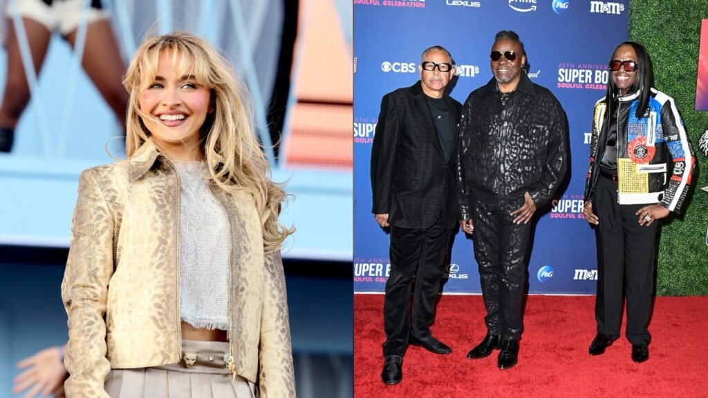 Sabrina Carpenter saca a la tierra, viento y fuego en Lollapalooza Sabrina Carpenter and Earth, Wind & Fire in a split image