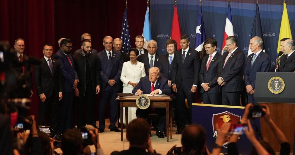 Trump se reúne con líderes latinoamericanos y centra su atención en el hemisferio occidental Trump se reúne con líderes latinoamericanos y centra su atención en el hemisferio occidental